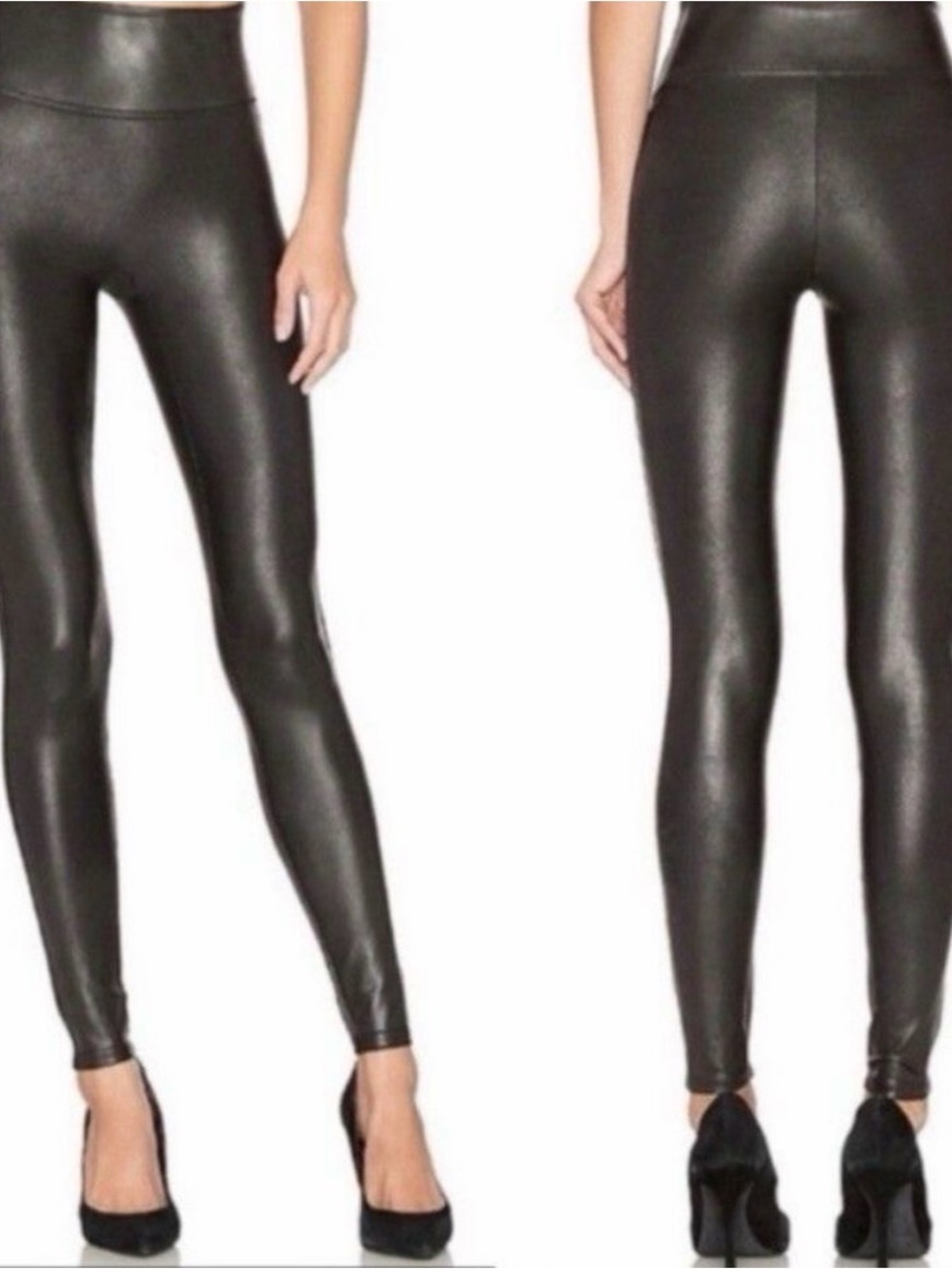 Spanx Classic Black Faux Leather Leggings - Women's High-Waist